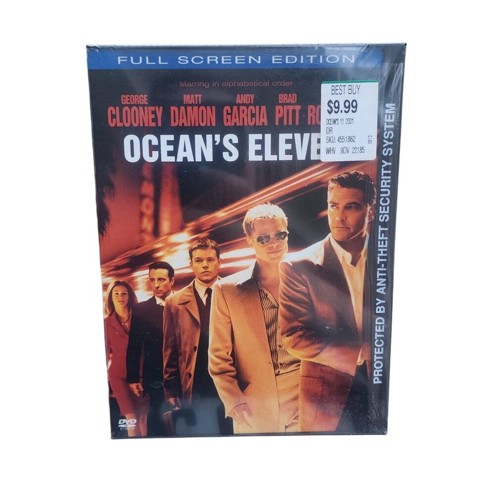 Ocean’s Eleven DVD 2001 Full Screen Edition George Clooney Brad Pitt New Sealed